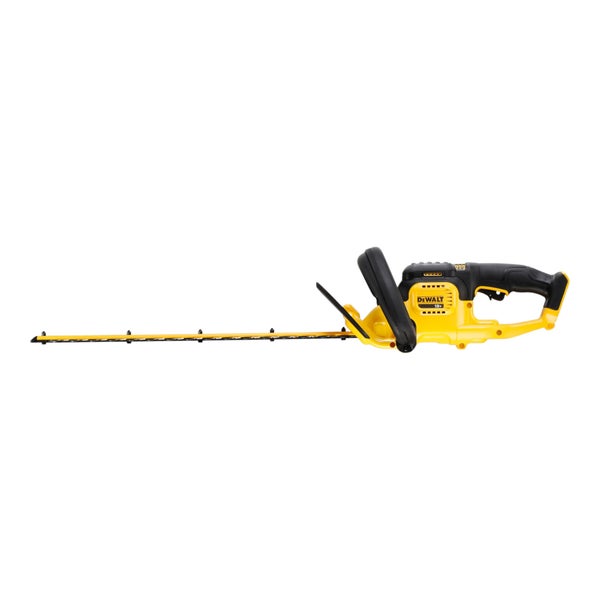 DeWALT 18 Volt Akku-Heckenschere mit langem Schneidmesser und ergonomischem Handgriff.