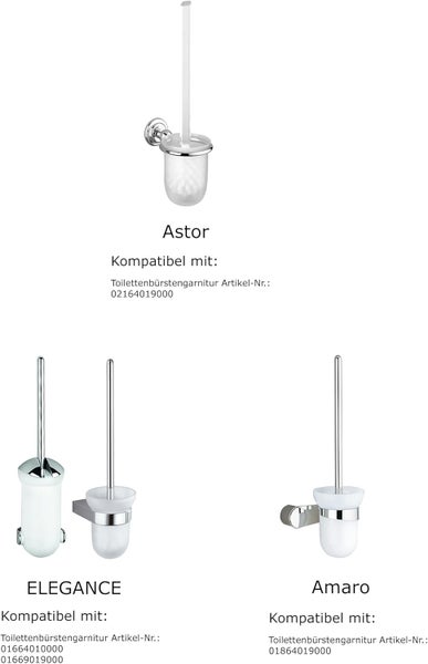 Drei Toilettenbürstengarnituren der Serien Astor, Elegance und Amaro