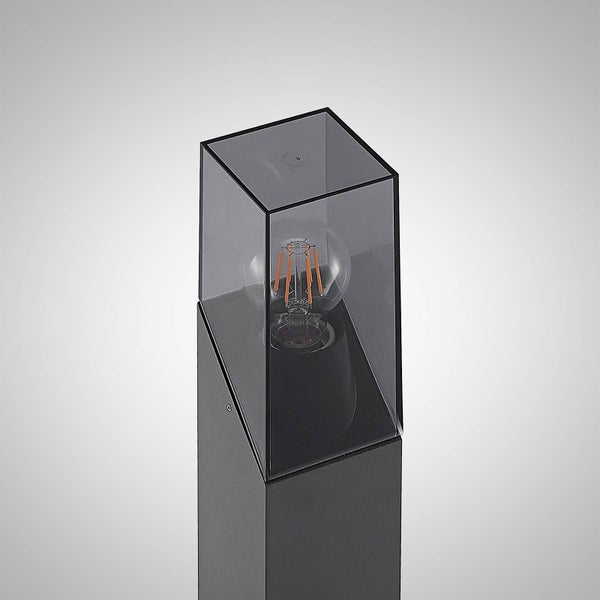 Lucande Außenleuchte Fiola (spritzwassergeschützt (Modern) in Schwarz aus Aluminium (1 flammig, E27) - Wegeleuchte Pollerleuchte Wegelampe Sockelleuchte