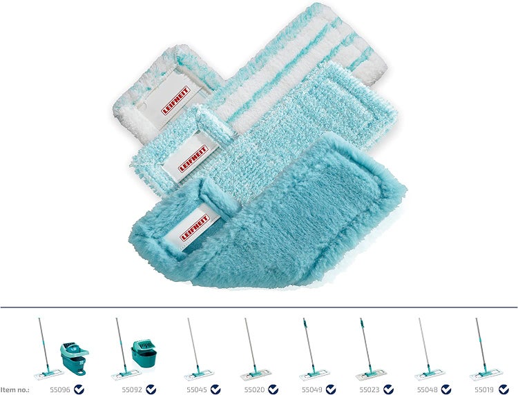 Leifheit 3er Set Wischbezug Profi XL micro duo, super soft & static plus, verschiedene Ersatzbezüge für alle Bodenarten, Wischüberzug für Parkett, Laminat, Fliesen und zum trockenen Staubwischen