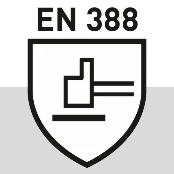 Piktogramm für EN 388 Norm für Schutzhandschuhe gegen mechanische Risiken mit dem Symbol für Abriebfestigkeit