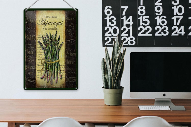 Blechschild Spruch 20x30cm Cafe de Paris Asparagus Spargel