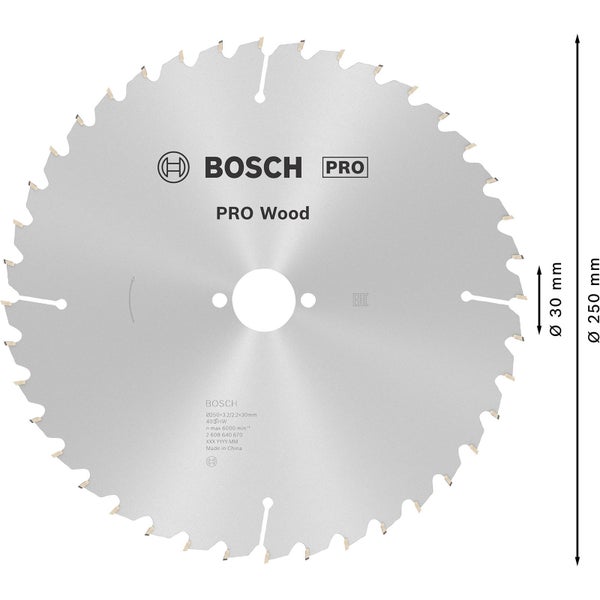 Bosch PRO Wood Kreissägeblatt 250 x 3,2 x 30 mm - 2608640670