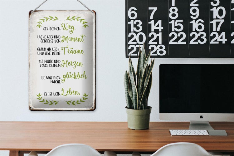 Blechschild Spruch 20x30cm geh deinen Weg lache viel