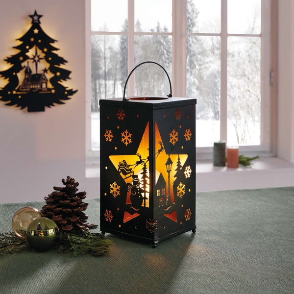 Dekorative Laterne mit weihnachtlichen Motiven zur stimmungsvollen Beleuchtung
