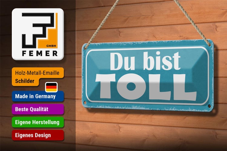Blechschild Spruch 27x10cm Du bist toll Dekoration