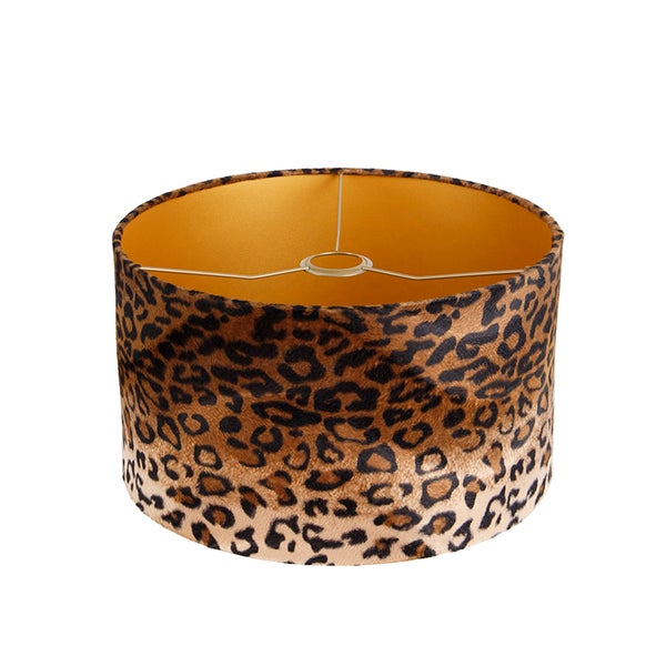 Velours Lampenschirm Leopard Design 35/35/20 Gold innen