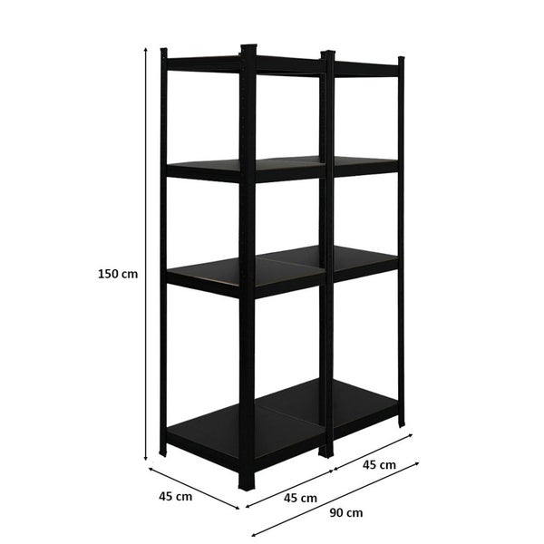 Berlinlodge Mega Deal 2x Wohnregal Ragnar, HxBxT 150x45x45cm, Fachlast 100kg, Matt Shwarz, Bücherregal, Standregal, Büroregal für Wohnzimmer