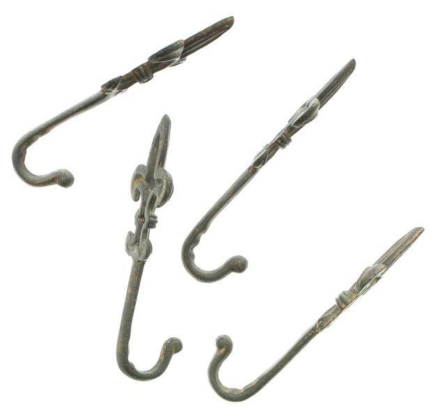 FRANK FLECHTWAREN | Dekohaken Antik, 4er Set, METALL, 6 x 4 x 16 cm
