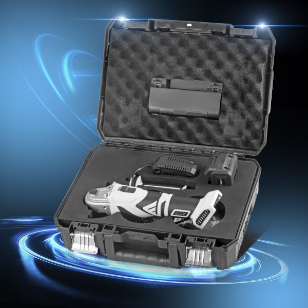 Akku-Winkelschleifer mit Akku, Ladegerät und Koffer