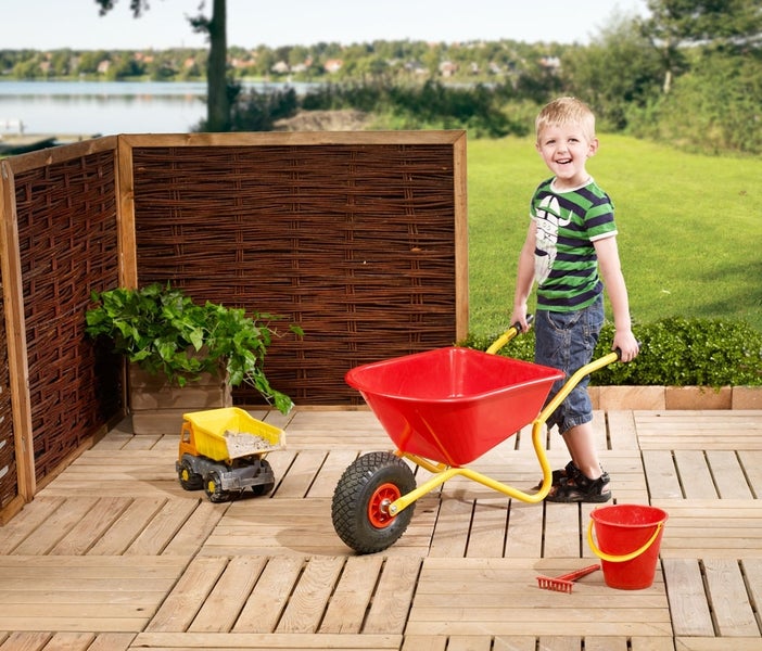 Kinderschubkarre Ravendo BJ 350 – 35 L Mulde, 50 kg Tragkraft, Vollgummirad, geschweißter Rahmen, rot