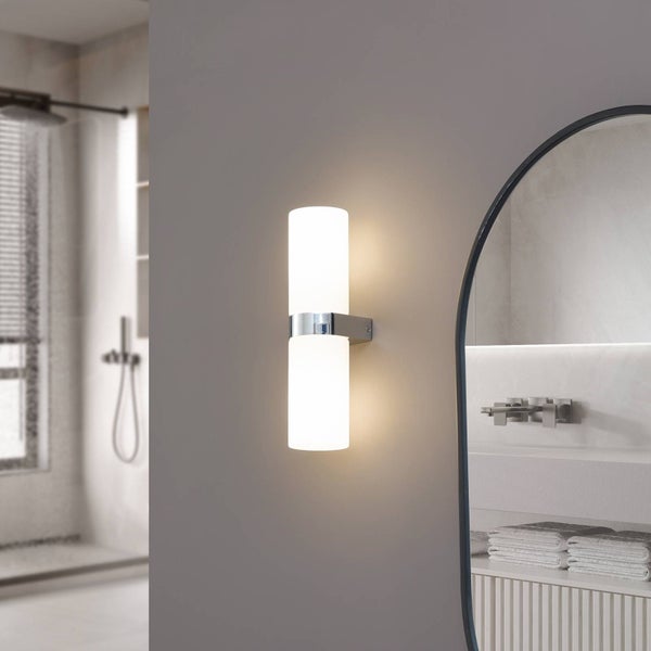 Lucande Wandleuchte, Wandlampe Bad Basolo (spritzwassergeschützt (Modern) in Chrom (2 flammig E14) - Wandleuchten Spiegelleuchte Badezimmer Wandbeleuchtung Badezimmerleuchte