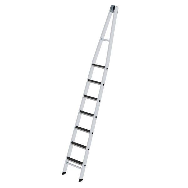 MUNK Stufen-Glasreinigerleiter mit nivello-Traverse clip-step R13, 7-stufiges Oberteil