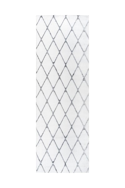 Kurzflor Teppich Splendora Weiß / Anthrazit Modern, Klassisch 80 x 250 cm