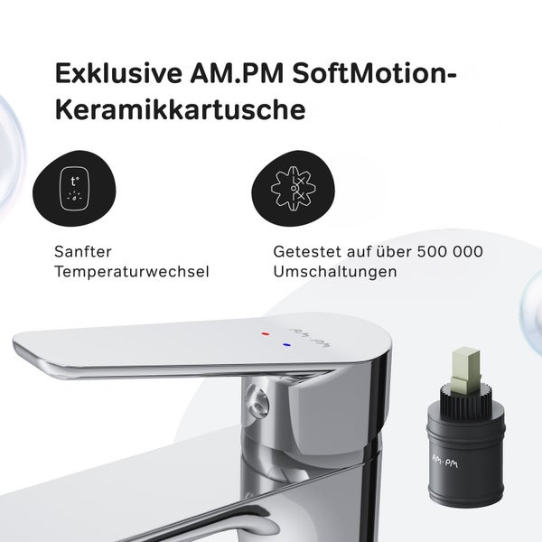 AM.PM Waschtischarmatur für Aufsatzwaschbecken mit Klick-Ablaufgarnitur FTA92200 Hit