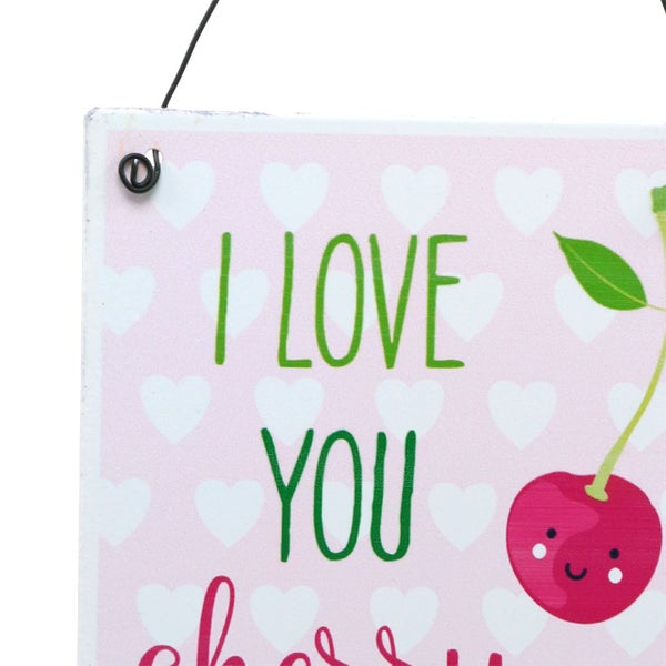 Dekoratives Schild mit der Aufschrift Ich liebe dich Kirsche