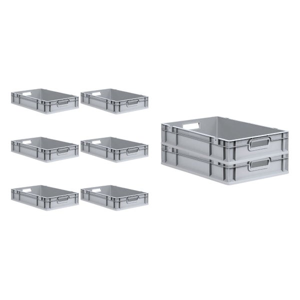 PROREGAL SuperSparSet 8x Eurobox NextGen Grip mit Scharnierdeckel und Blauen Schiebeschnappverschlüssen HxBxT 12 x 40 x 60 cm 23 Liter Griffe