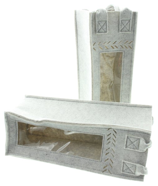 FRANK FLECHTWAREN | Geschenktasche Fenster, 2er Set, FILZ AUS PET, KUNSTSTOFF, 12 x 12 x 33 cm