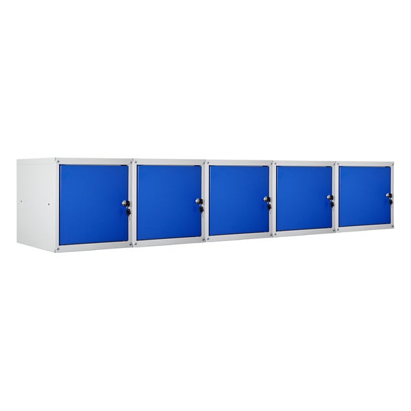 PROREGAL Mega Deal 5x Schließfachwürfel Cubic HxBxT 35 x 35 x 35 cm Grau-Blau