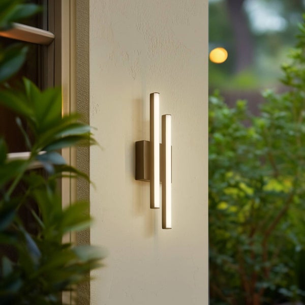 Lindby LED Wandleuchte außen Abelia (spritzwassergeschützt (Modern) in Schwarz aus Aluminium (2 flammig, ) - Außenwandleuchten Wandlampe Led Außenlampe Outdoor für Außenwand/Hauswand