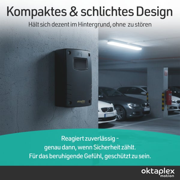 OktaPlex Bewegungsmelder zur Wandmontage in einer Garage