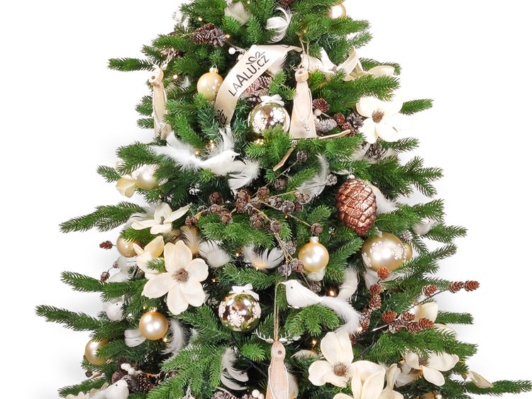 LAALU Set Weihnachtskugeln 136 Stück in Luxusbox ELEGANCE NATURE für Weihnachtsbäume 240-270 cm