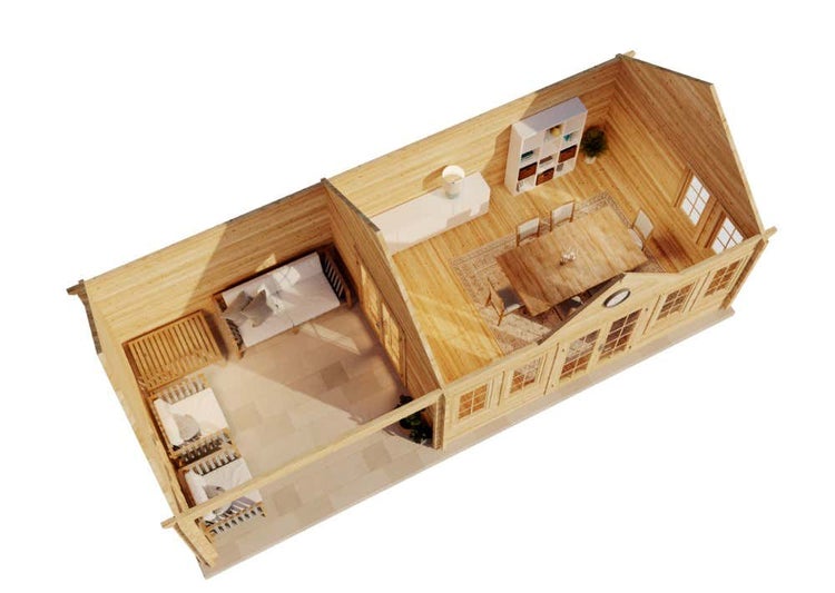 Alpholz Gartenhaus CLOCKHOUSE® Big Ben 70 Gartenhaus aus Holz in Pinie, Holzhaus mit 70 mm Wandstärke inklusive Schleppdach, Blockbohlenhaus mit Montagematerial imprägniert 9,3x4m