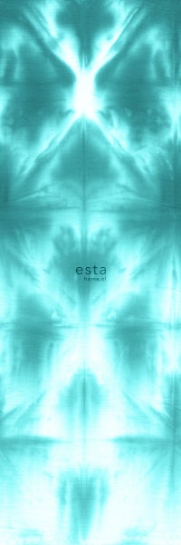 ESTAhome Fototapete wandfüllendes Tie-Dye Shibori Muster Türkis - 100 x 279 cm - 158822