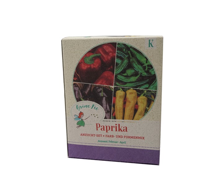 Paprika Anzucht-Set Grüne Fee, Farb- und Formenmix, für die Aussaat von Februar bis April, Kiepenkerl Logo.
