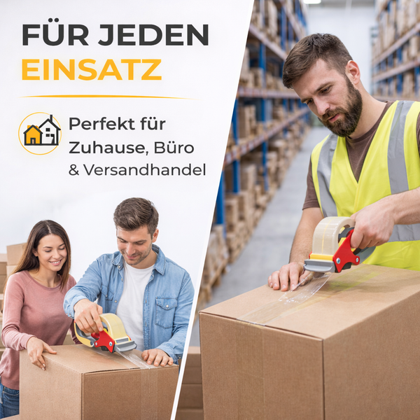 Paketbandabroller zum Verschließen von Kartons im Haushalt, Büro und Versandhandel.