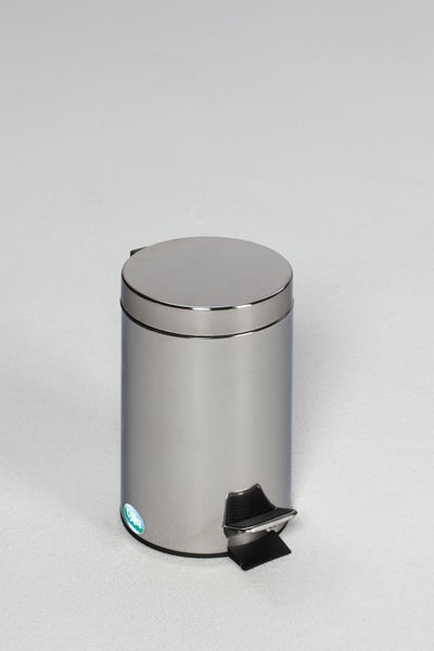 PROREGAL Robuster Tretabfallsammler Mit Fußpedal Inneneimer Mit Griff 3 Liter HxBxT 27 x 17 x 17 cm Edelstahl Silber