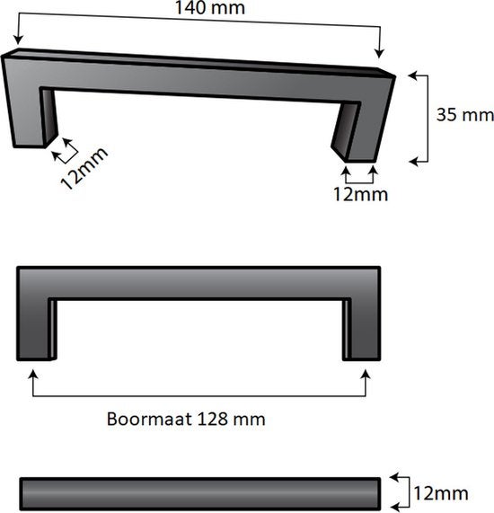 Möbelgriff Stangengriff Dallas Lochabstand 128 mm Schwarz
