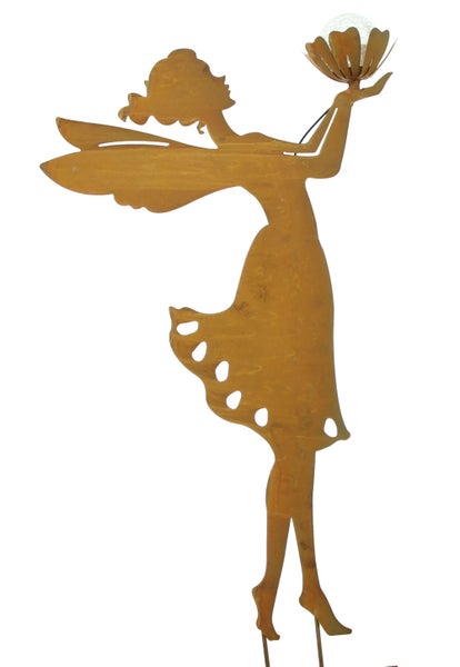 FRANK FLECHTWAREN | Solarstecker Fee, METALL, 34 x 10 x 66 cm, für den Außenbereich geeignet
