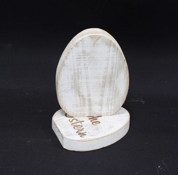 FRANK FLECHTWAREN | Deko-Ei Frohe Ostern, 2er Set, HOLZ, 11 x 2,5 x 14 cm, 13 x 2,5 x 16,5 cm