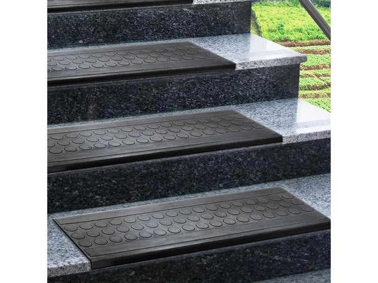 FLOORDIREKT Gummi-Stufenmatte Coin - für den Außenbereich - Antirutschmatte - 25 x 65 cm