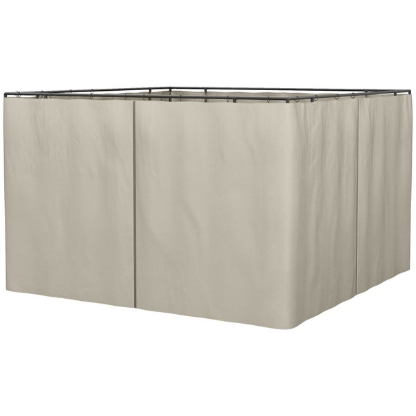 Outsunny 4 Seitenteile für 3x3 m Pavillon mit Haken, Seitenwände für Gartenpavillon, 302 x 205 cm, Partyzelt, Polyester, Beige