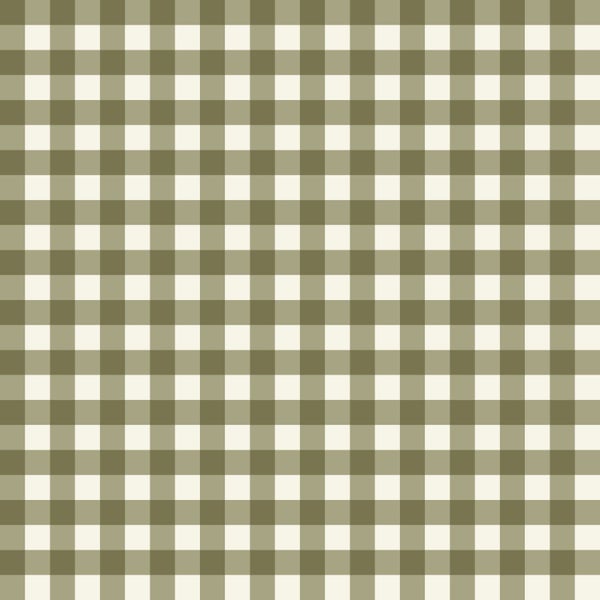 Kariertes Muster in Olivgrün und Weiß.