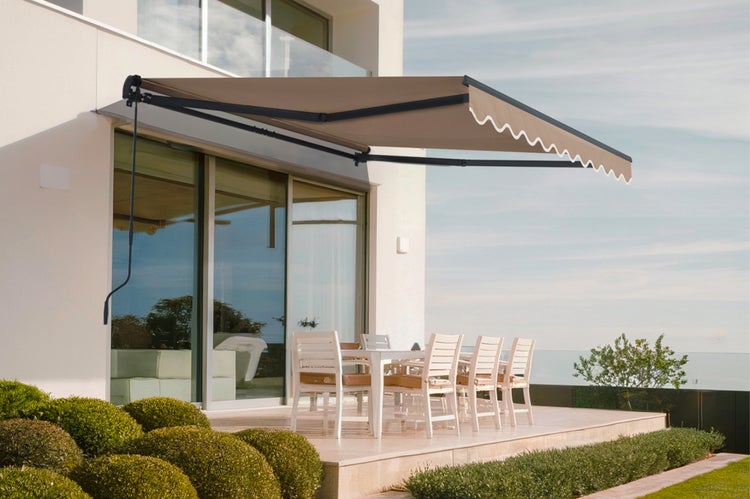 VECCHIO einteilige Markise 3m x 2,5m Taupe - Premium-Canvas 320 g/m²