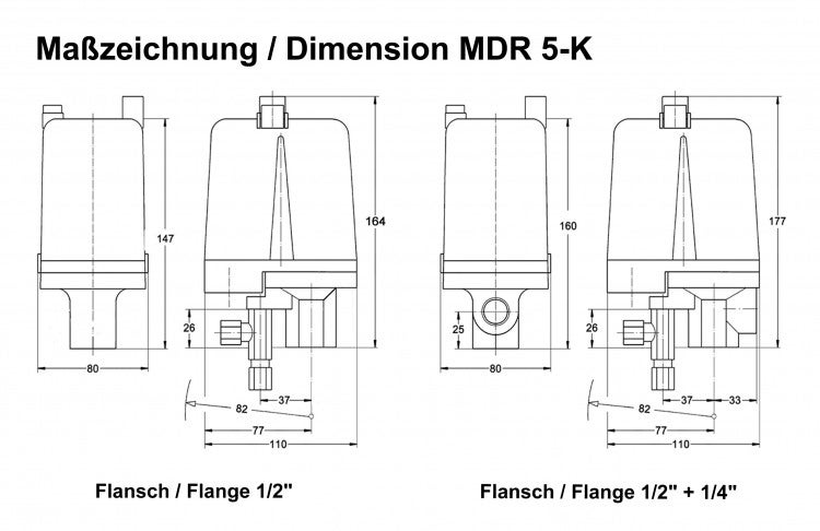 Condor Druckschalter Typ MDR 5/11 K inkl. Entlastungsventil EV 5 103059