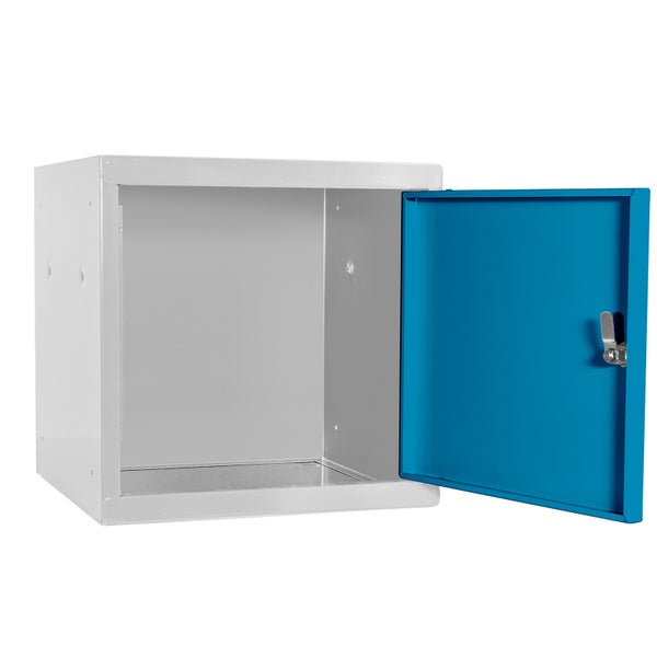 PROREGAL Mega Deal | 8x Schließfachwürfel Blocky mit Drehriegelschloss für Vorhängeschloss | HxBxT 40x40x40cm | Lichtgrau/Lichtblau | Tresor