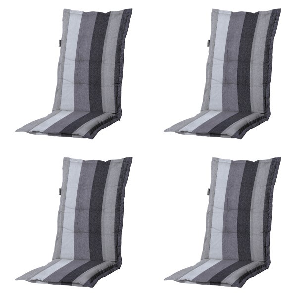 Hochlehnerauflage Victoria grau - Ca. 123x50 cm - 4er-Set