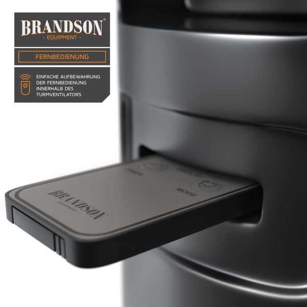 Brandson Turmventilator mit Fernbedienung 96 cm, Säulenventilator leise, Standventilator mit Oszilation 60°, 3 Geschwindigkeiten 4 Lüftungsmodi Timer