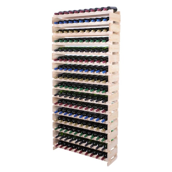 Weinregal VINOTECA FLEX PRO HxBxT 219x103x28cm 160 Flaschen auf 16 Ebenen Massives Kiefernholz Natur unbehandelt