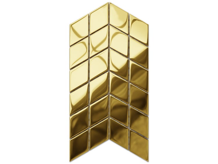 Glasmosaik auf Netz für Bad und Küche 17.2cm x 29.8cm - Mini Gold Chevron