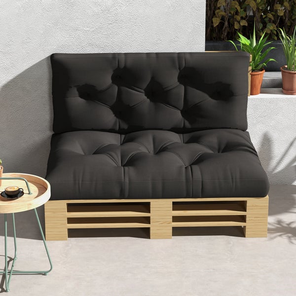 Outsunny Palettenkissen 2er-Set Bankauflage mit UV-Schutz Sitzkissen Polsterauflage Gartenbankauflage für Palettensofa, Balkon, Polyester, Dunkelgrau