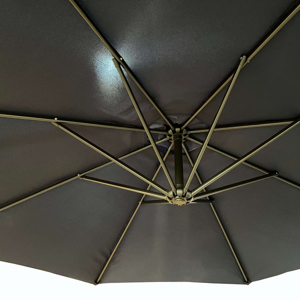Ansicht eines geöffneten Sonnenschirms mit Streben