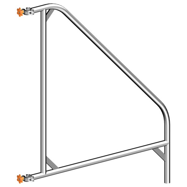 Gerüstkonsole aus Metall mit zwei Befestigungskupplungen und Sternmuttern zur Erweiterung von Arbeitsflächen an Gerüsten.