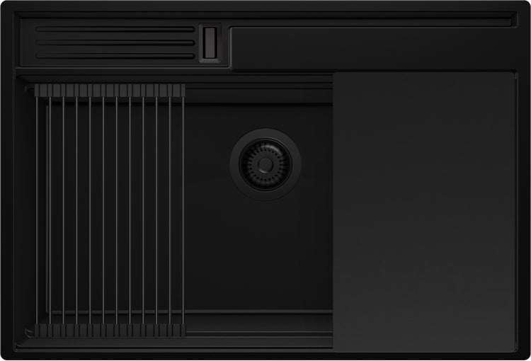 Spüle mit Abtropffläche und Spülgitter