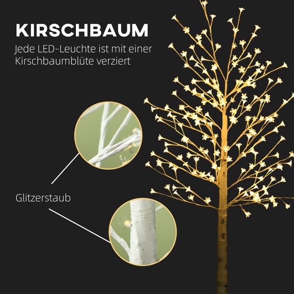 HOMCOM LED Baum, 21,5L x 21,5B x 180H cm, Kunststoff, Weiß
