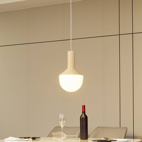 Lucande Pendelleuchte Florine (Design, Modern) in Creme aus Keramik (1 flammig E27) - Deckenlampe Esstischlampe Hängelampe Hängeleuchte Wohnzimmerleuchte